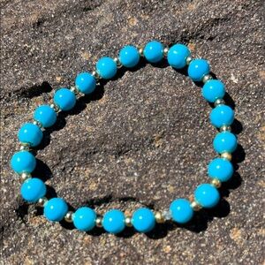 Turquoise Beaded Stretch Bracelet - Blue